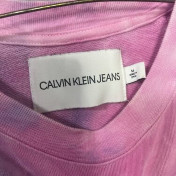 Calvin Klein Tie Dye Crewneck Sweatshirt Size Medium Pink/blue/purple - Picture 2 of 6